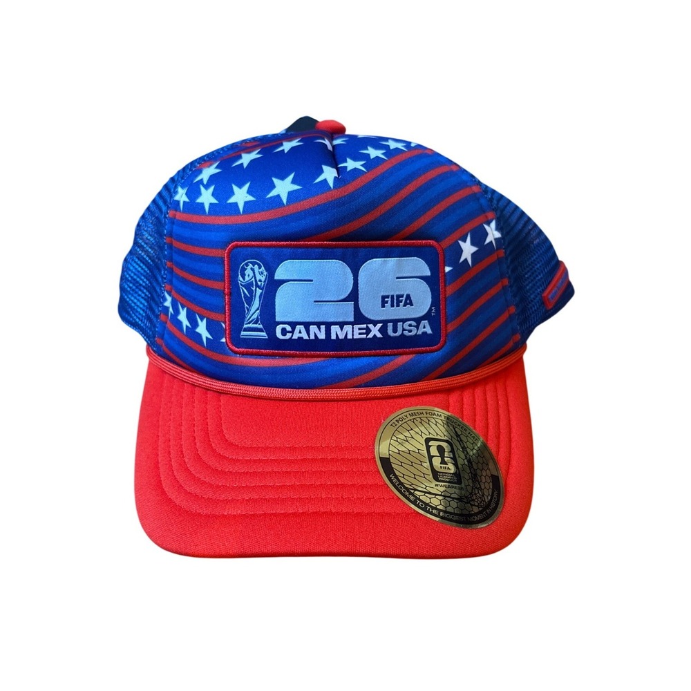 FIFA World Cup 2026 Trucker Hat Mens Red Blue Stars Stripes New NWT SIZE OSFM